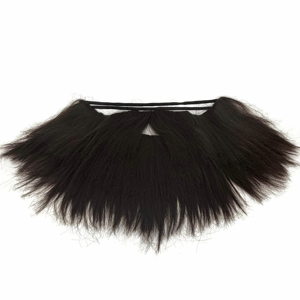 Brown Faux Facial Hair Mustache Full Beard Elastic